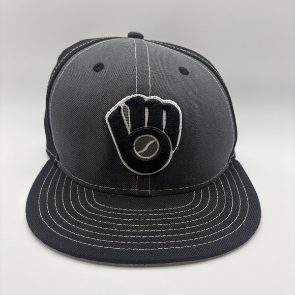 New Era Other - New Era 9FIFTY Snapback Milwaukee Brewers Hat Grey Black Logo Cap MLB One Size